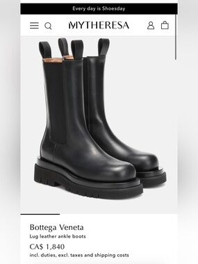 Bottega Veneta Black Leather “the Lug” boots - sz 37 (as is)